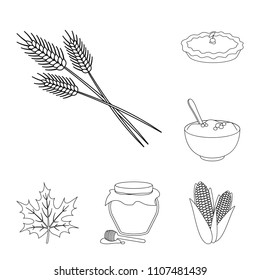 Canada Thanksgiving Day outline icons in set collection for design. Canada and Tradition vector symbol stock web illustration.