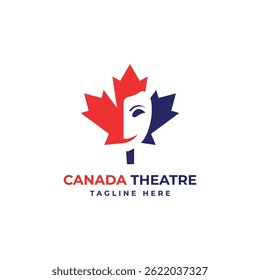 Canada Theatre criativo logotipo design para drama arte peça palco performance Bege folha face