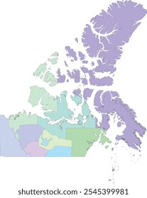 Mapa de tres territorios de Canadá con divisiones censales