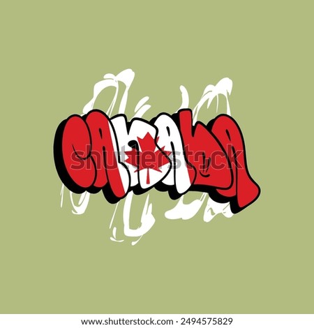 Canada Throw Up Graffiti Style Red And White Colors Flag Inspiration Vector Design 