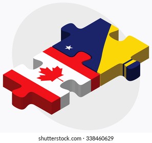 Canada and Tokelau Flags in puzzle isolated on white background