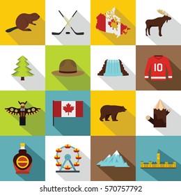 Canada Toronto icons set. Flat illustration of 16 Canada Toronto vector icons for any web design