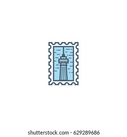 Canada Toronto stamp logo vector illustration. Isolated Tower city landmark line icon