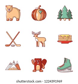Canada toy icons set. Flat set of 9 canada toy vector icons for web isolated on white background