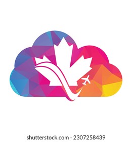 Kanada Reise-Cloud-Konzept Vektor Logo Design. Kanadisches Logo-Design für die Luftfahrt