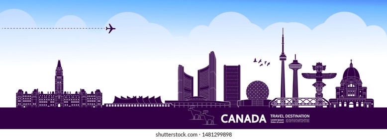 Canada travel destination grand vector illustration.