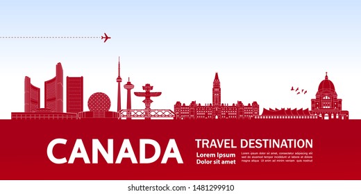 Canada travel destination grand vector illustration.