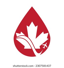 Canada travel drop shape concept vector logo design. Canadian aviation vector logo design concept.