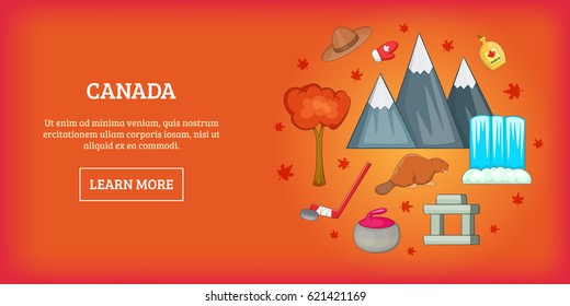 Canada travel horizontal banner concept. Cartoon illustration of Canada travel vector horizontal banner for web