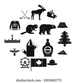 Canada travel icons set. Simple illustration of 16 Canada travel vector icons for web