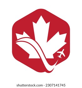 Canada travel vector logo design. Canadian aviation vector logo design concept.