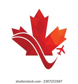 Canada travel vector logo design. Canadian aviation vector logo design concept.