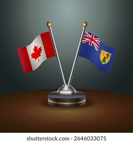 Canada and Turk and Caicos table flags relation with gradient backgrund