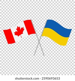 Canada and Ukraine crossed flags. Vector