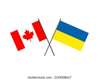 Canada and Ukraine flags crossed. A symbol of friendship and support. Stand with Ukraine.