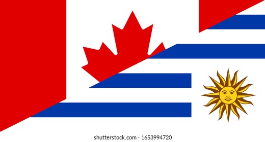 bandera canada y uruguay. fondo vectorial