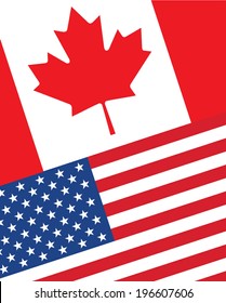 Canada USA Flag Background - Vector