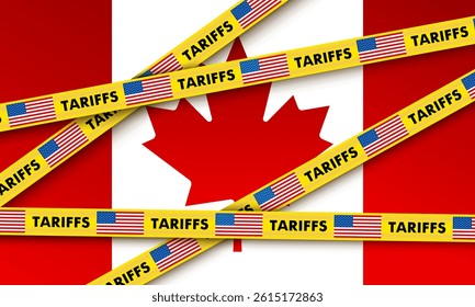 Canada USA Trade War, Tax Tariff, Import Duty Vector Illustration