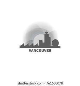 Canada Vancouver black white sunrise sunset city panorama landscape horizon buildings skyline flat icon logo