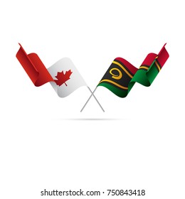 Canada and Vanuatu flags. Crossed flags. Vector illustration.