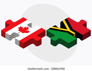 Canada and Vanuatu Flags in puzzle isolated on white background