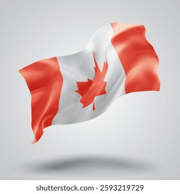 Canada, vector 3d flag with waves on a white background