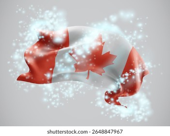 Canada, vector 3d flag in whirlwind of magical radiance