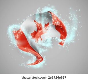 Canadá, bandeira 3d vetorial em turbilhão de radiância mágica