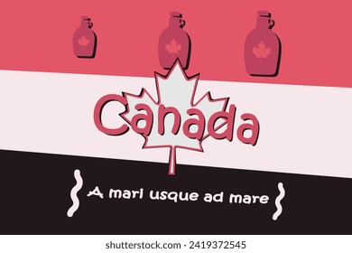 Canada. Vector flat and minimalistic illustration. With national symbols
