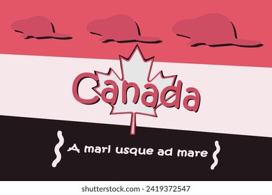 Canada. Vector flat and minimalistic illustration. With national symbols
