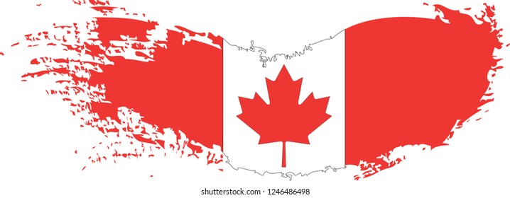 Canada vector grunge brush stroke with  national flag. Watercolor painting flag. 
