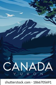 Canada Vector Illustration Background. Travel to Yukon Canada . Flat Cartoon Vector Illustration in Colored Style.