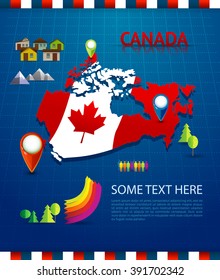 Canada vector map. Canadian flag