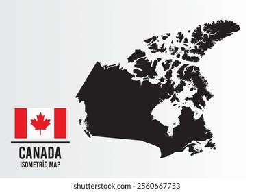 Canada vector map with flag next to it. Canada map with national flag isolated on white background. Vector illustration.