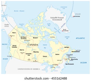 Canada vector map with provinces and boundary