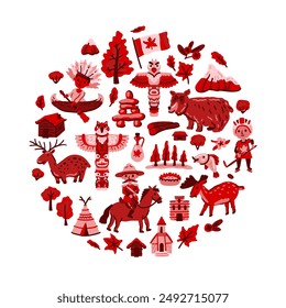 Canada vector travel symbols set of design elements in a hand-drawn style