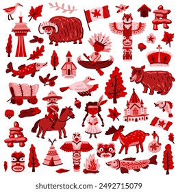 Canada vector travel symbols set of design elements in a hand-drawn style