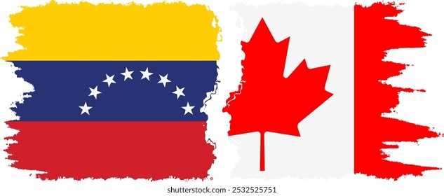 Canada and Venezuela grunge flags connection, vector