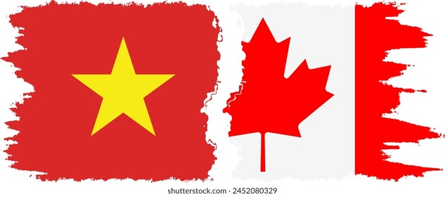 Canada and Vietnam grunge flags connection, vector