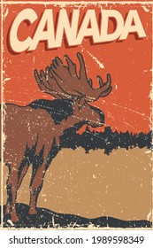 canada vintage poster with moose