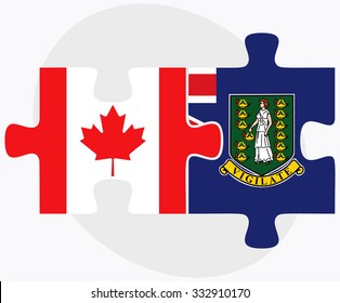 Canada and Virgin Islands (British) Flags in puzzle isolated on white background