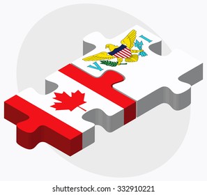 Canada and Virgin Islands (U.S.) Flags in puzzle isolated on white background