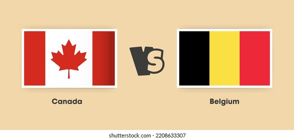 Canada vs Belgium flags placed side by side. Creative stylish national flags of Canada vs Belgium with background