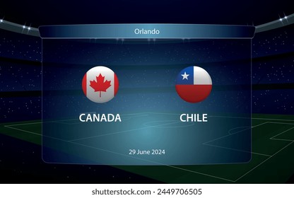 Canada vs Chile. America football tournament 2024, Soccer scoreboard broadcast graphic template