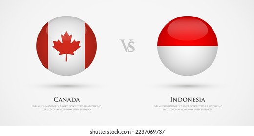 Canada vs Indonesia country flags template. The concept for game, competition, relations, friendship, cooperation, versus.