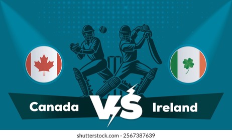 Canada VS Ireland Match , Ireland Vs Canada cricket match , Cricket match concept with creative illustration.eps