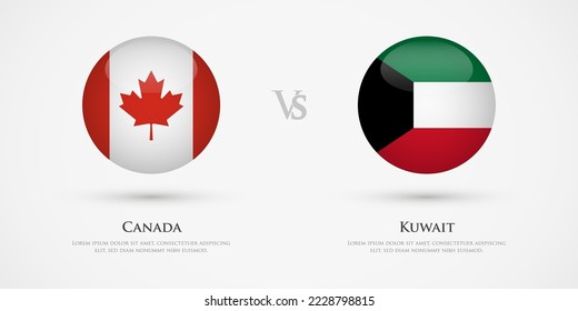 Canada vs Kuwait country flags template. The concept for game, competition, relations, friendship, cooperation, versus.