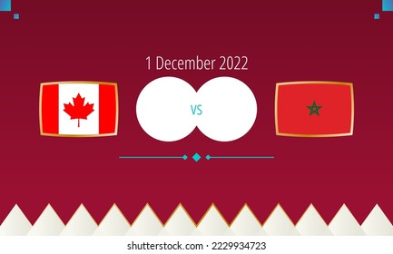 Canada vs Morocco football match, international soccer competition 2022. Versus icon.