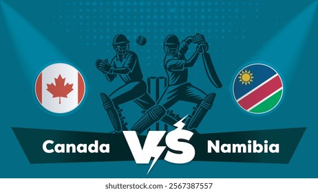 Canada VS Namibia Match , Namibia Vs Canada cricket match , Cricket match concept with creative illustration.eps