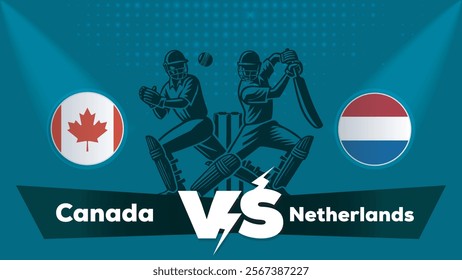 Canada VS Netherlands , Netherlands Vs Canada cricket match , Cricket match concept with creative illustration.eps